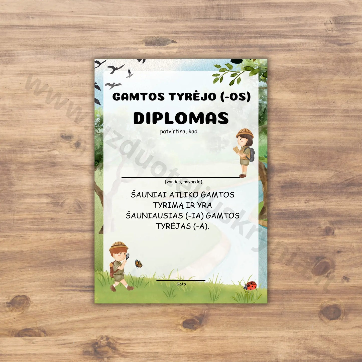 Gamtos objektų paieškos užduotys.