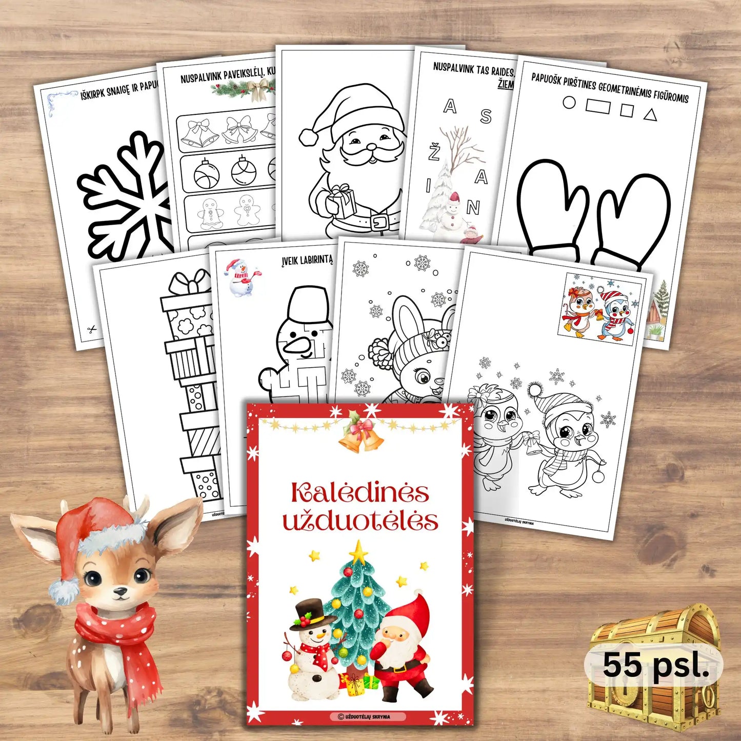 Kalėdinės užduotys vaikams pdf formatu. Kalėdiniai spalvinimo paveiksliukai.