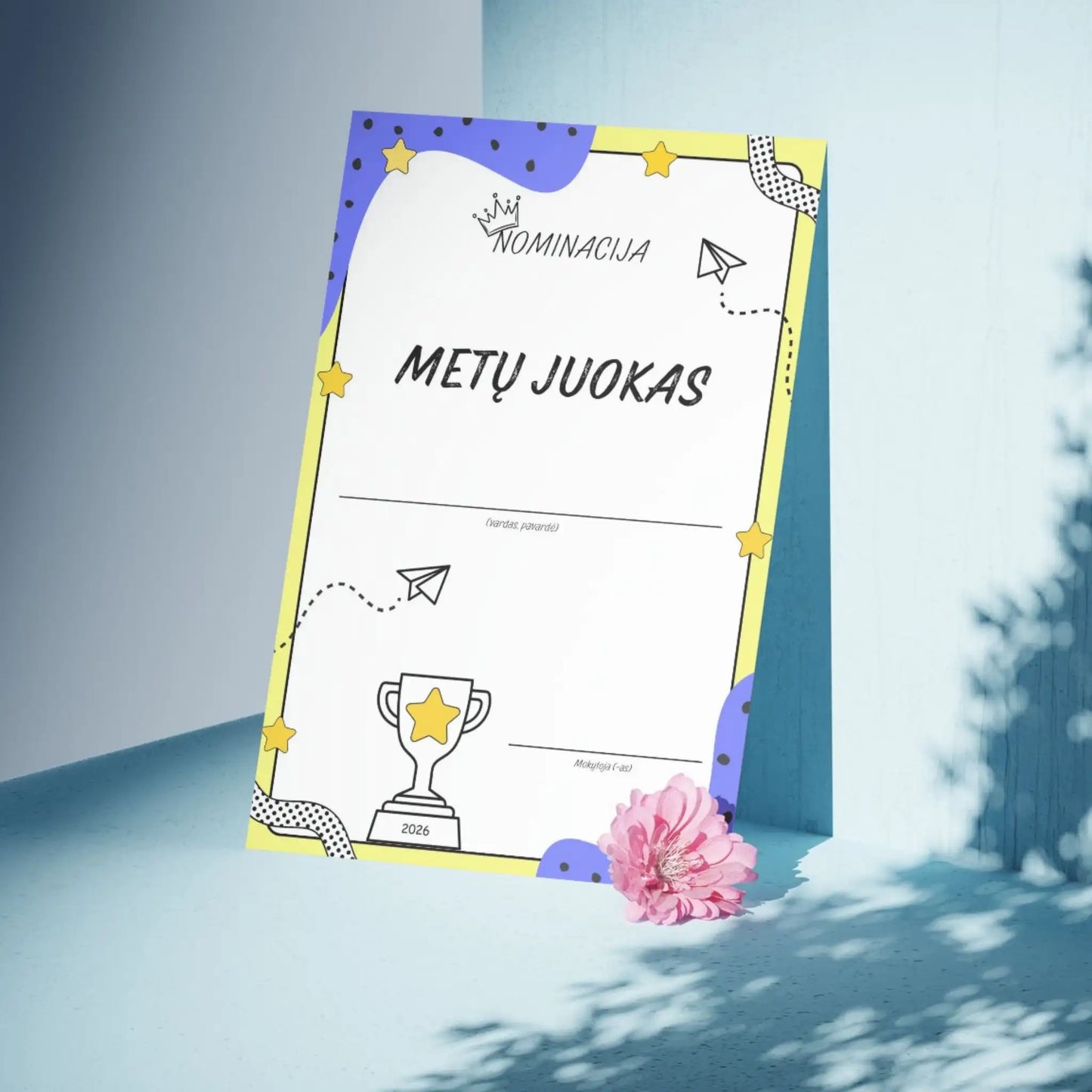 Skaitmeninės nominacijos mokiniams atsispausdinti.