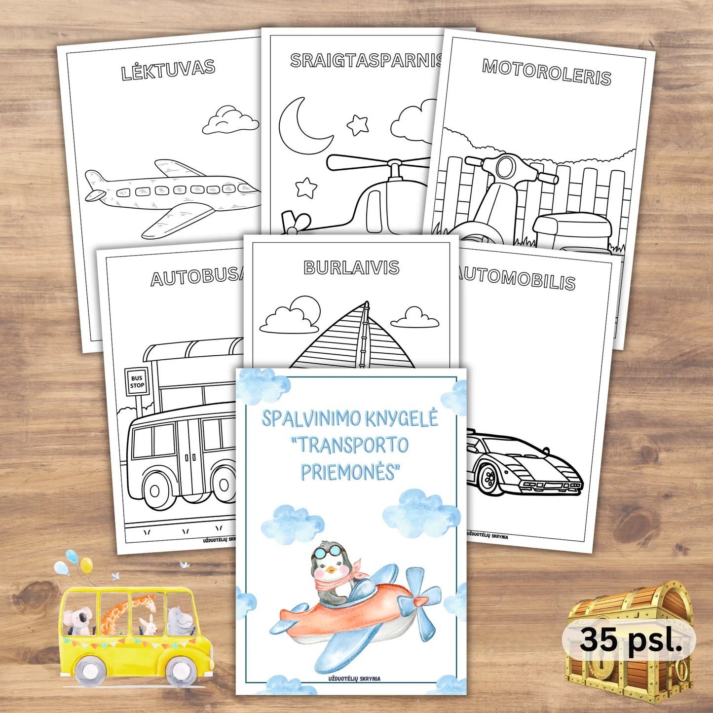 Transporto priemonės spalvinimui pdf formatu.