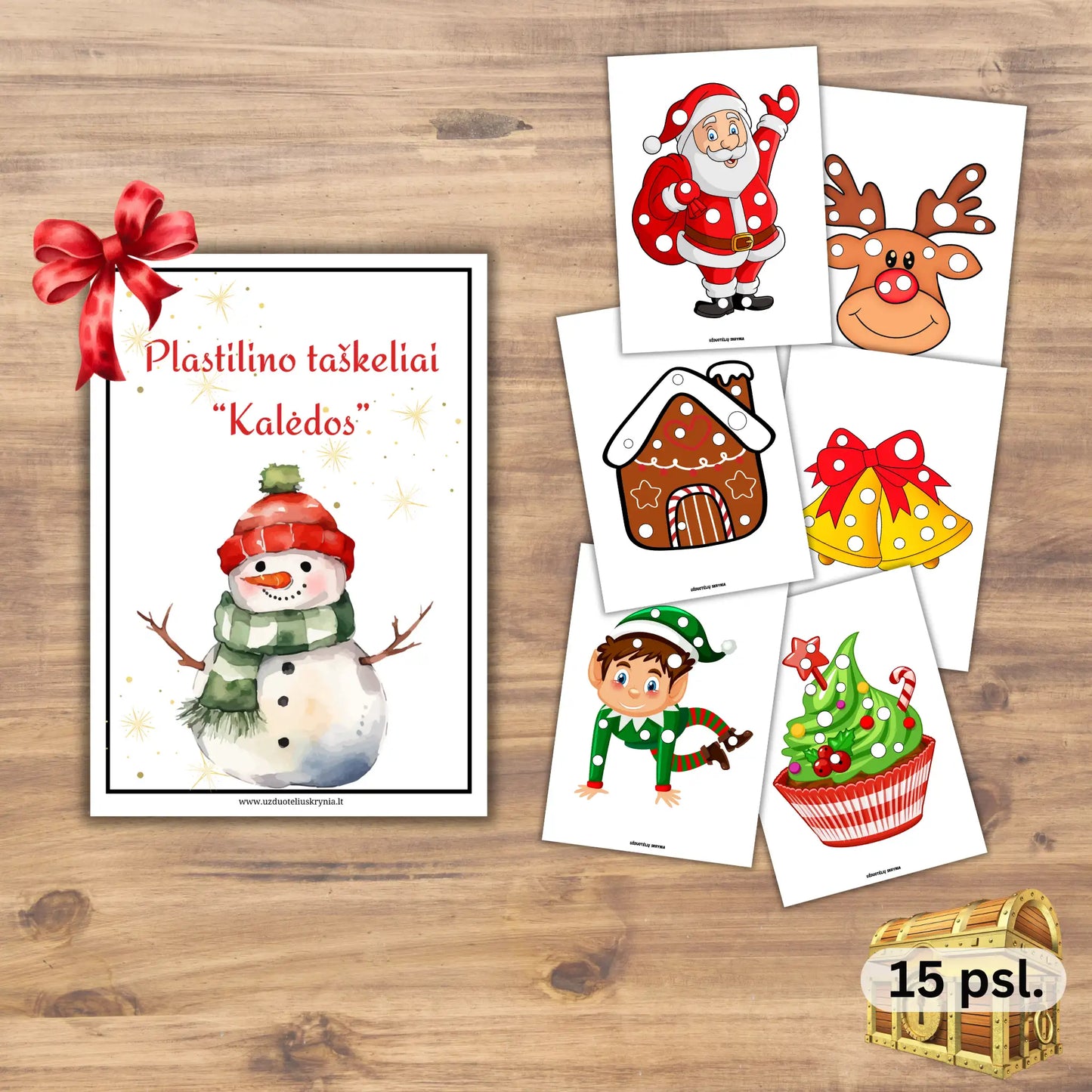 Užduotėlės vaikams veiklai su plastilinu - plastilino taškeliai "Kalėdos". Pdf - patogu atsispausdinti.