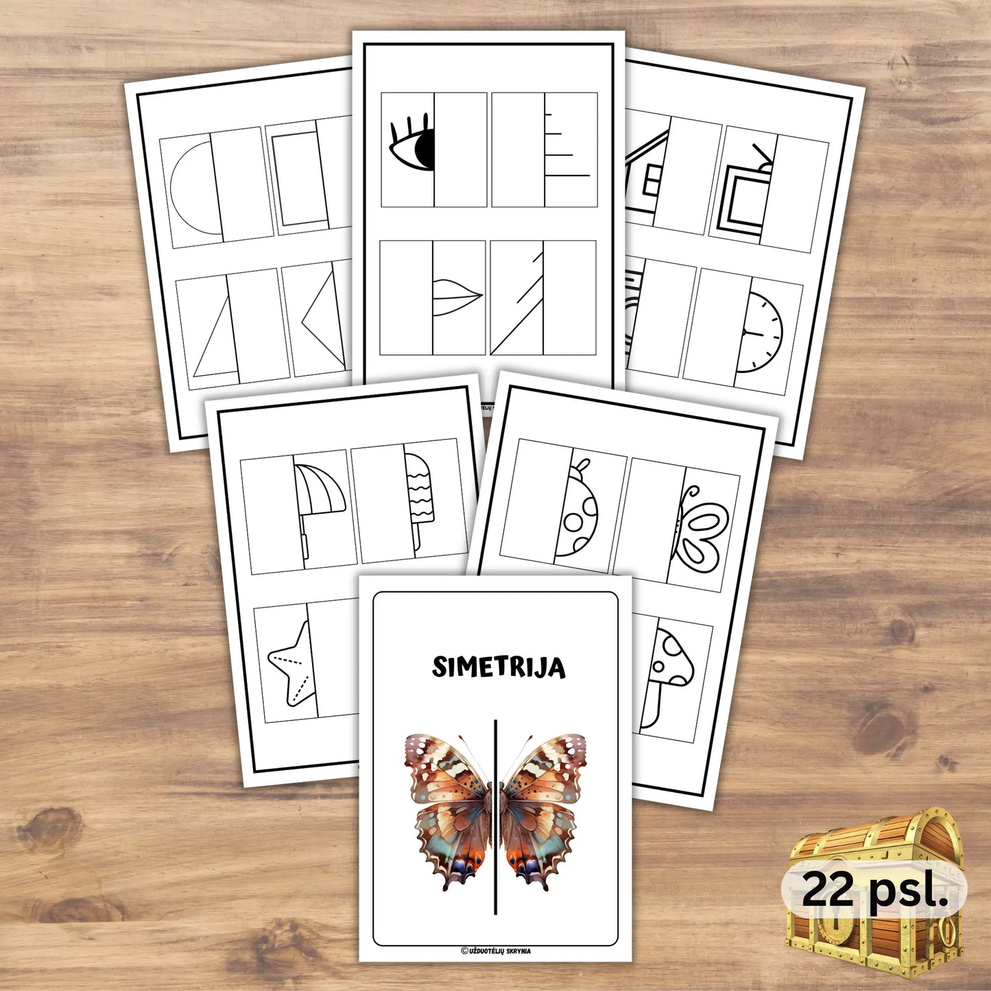 Užduotys vaikams apie simetriją. Simetrijos darbalapiai pdf formatu.