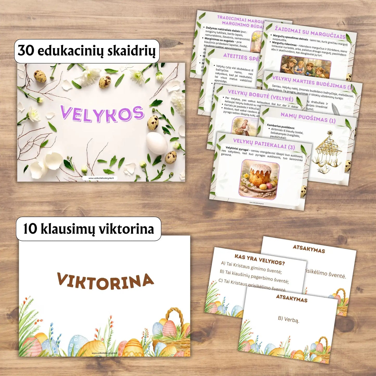 Skaidrės apie Velykas ir Velykų viktorina vaikams.