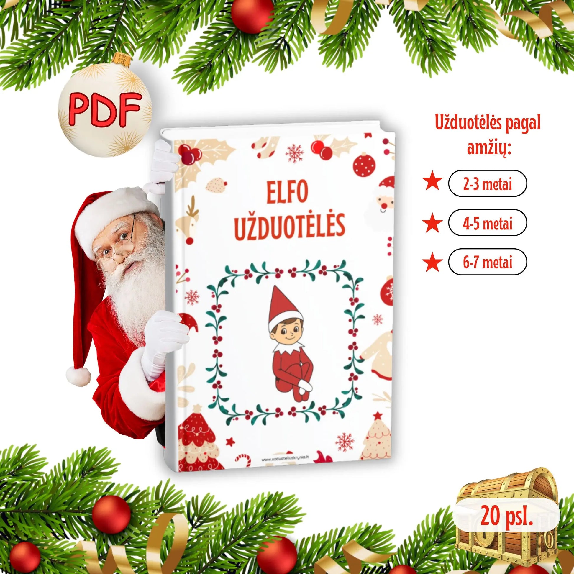 Išdaigininko elfo užduotėlės vaikams spausdinimui.