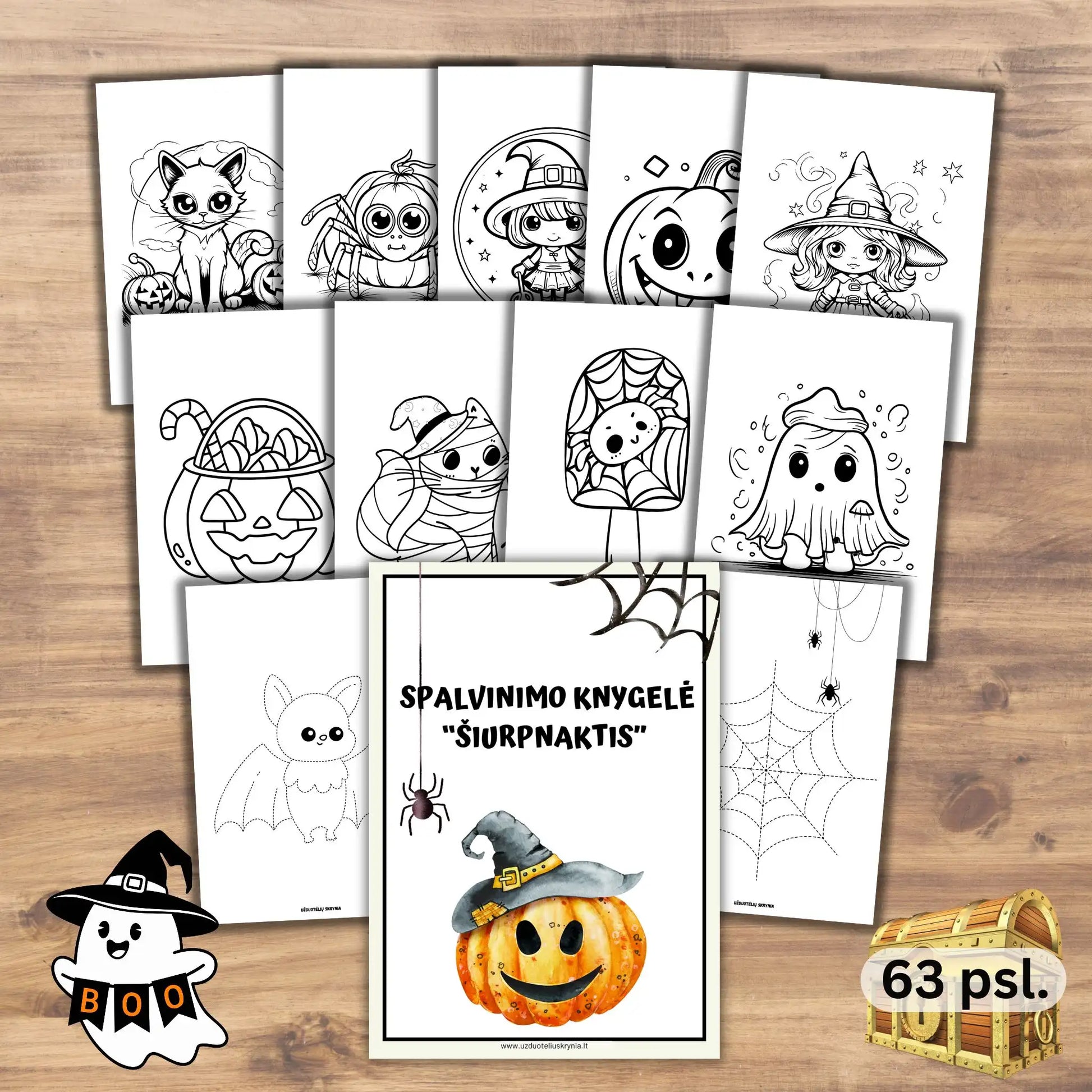 Helovino spalvinimo paveiksliukai vaikams atsispausdinti.