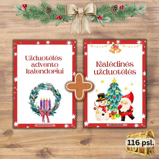 Kalėdinės užduotys vaikams pdf formatu. Užduotėlės advento kalendoriui ir Kalėdų senelio laiško šablonas.