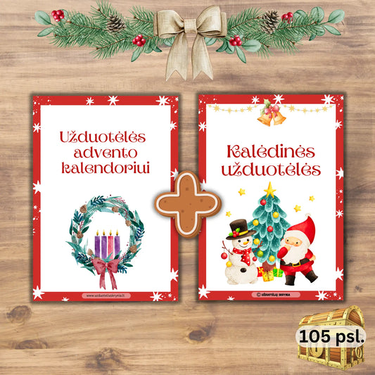 Kalėdinės užduotys vaikams pdf formatu. Užduotėlės advento kalendoriui ir Kalėdų senelio laiško šablonas.