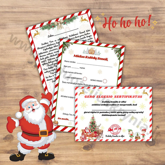 Laiškas nuo Kalėdų senelio vaikams spausdinimui. Laiškas Kalėdų seneliui. Gero elgesio sertifikatas pdf formatu.