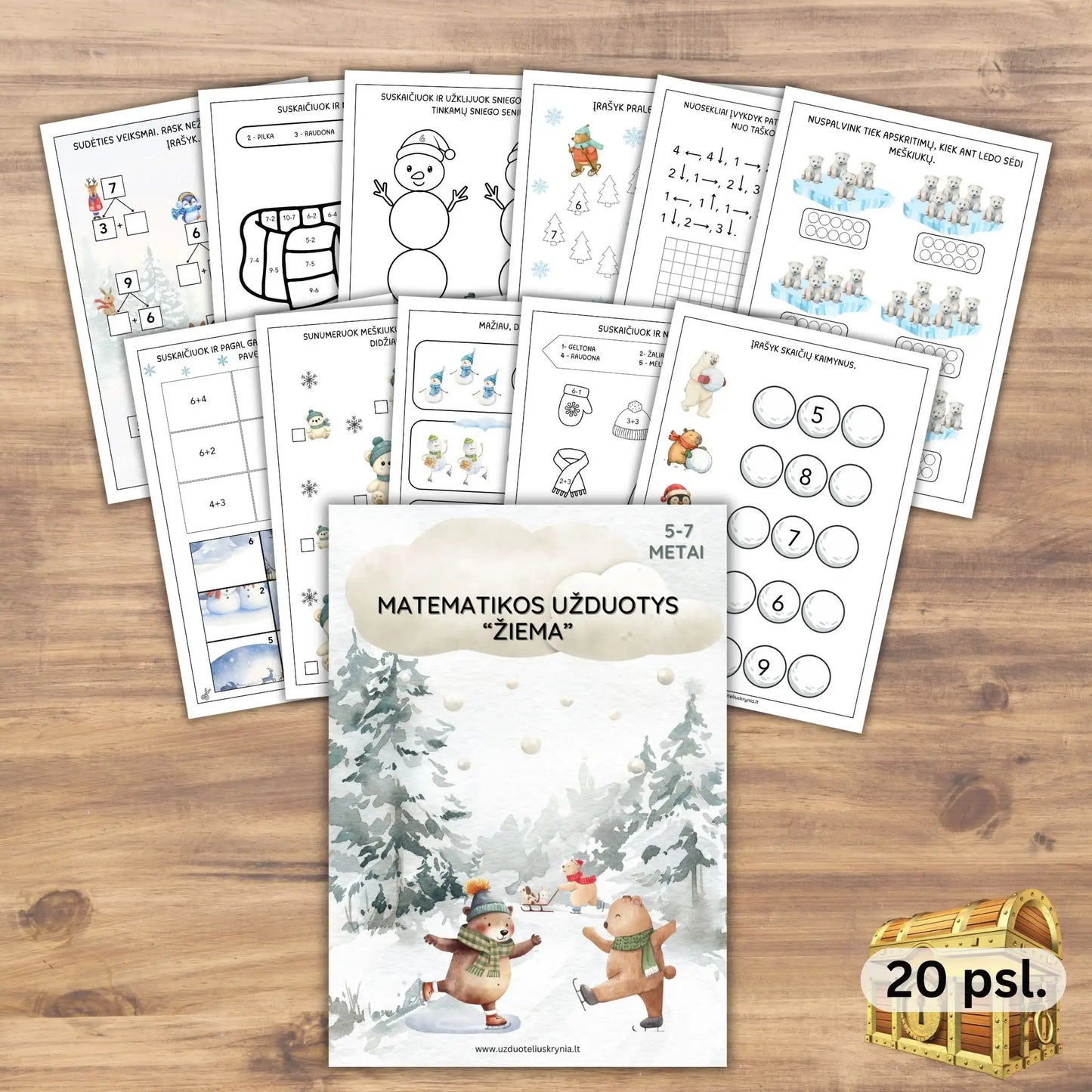 Matematikos užduotys priešmokyklinukams  ir 1 klasei, pdf.