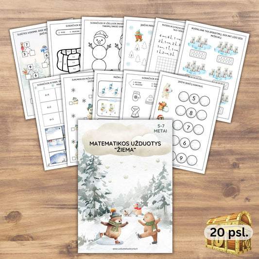 Matematikos užduotys priešmokyklinukams  ir 1 klasei, pdf.