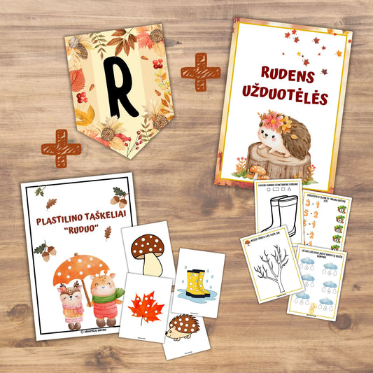Rudens užduotys vaikams, darbeliai ir dekoracijos atsispausdinti.