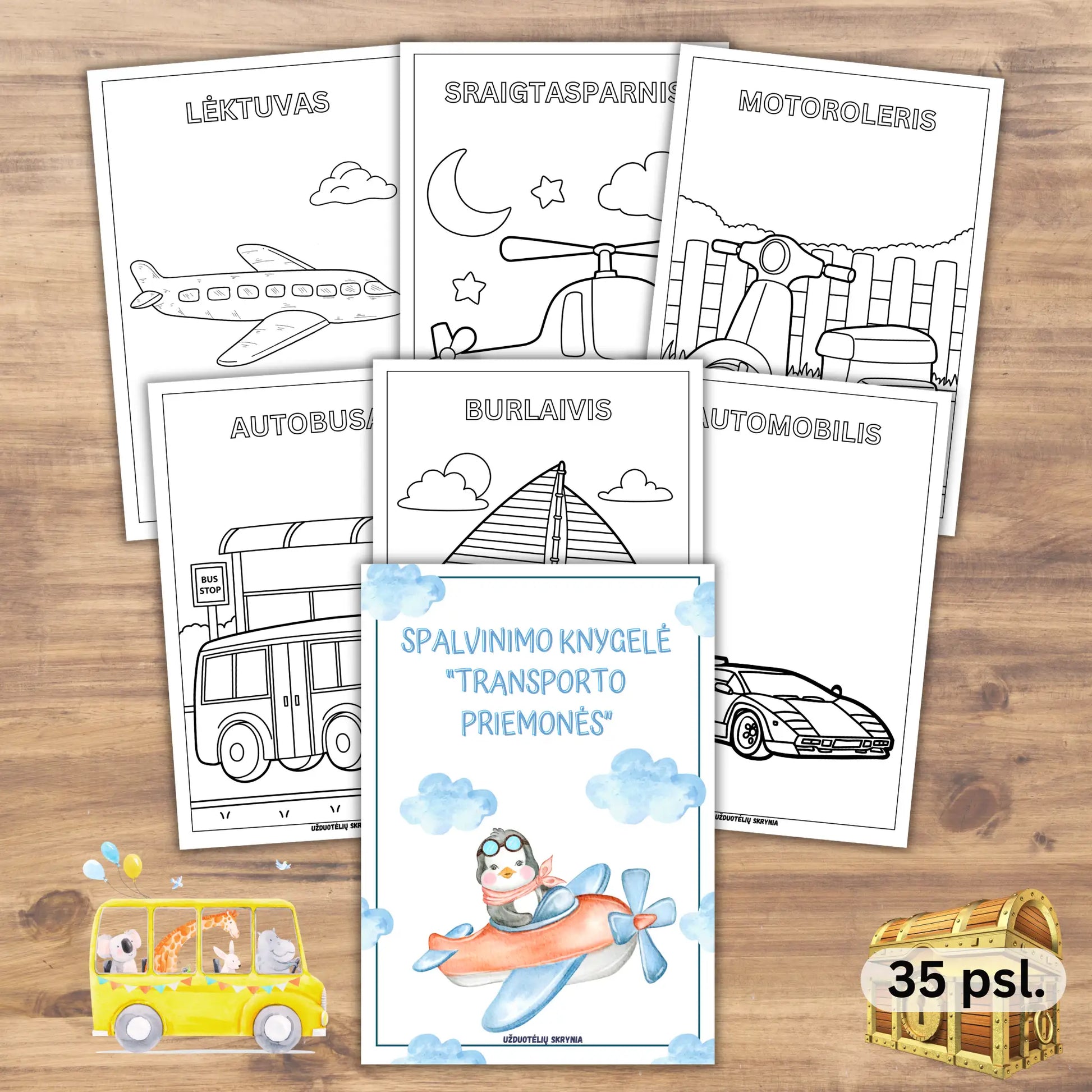 Transporto priemonės spalvinimui pdf formatu.