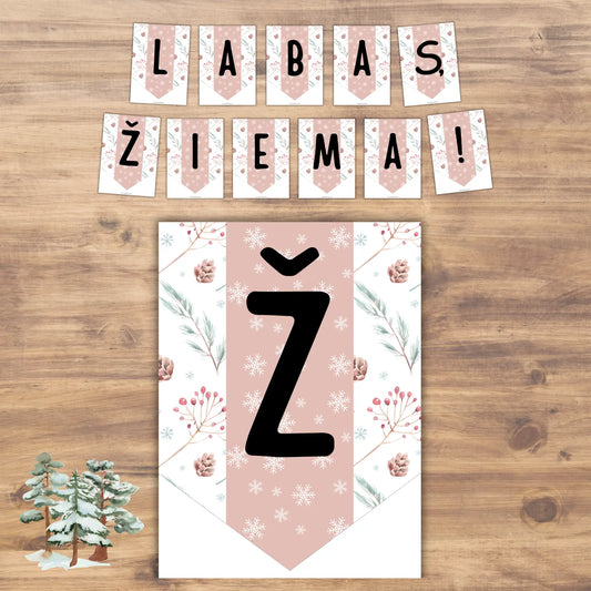 Žiemos vėliavėlių girlianda atsispausdinti.